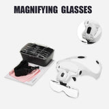 1Set 5 Lens Adjustable False Eyelash Loupe Headband Magnifying Glass Magnifier LED Light Lamp Eyelash Extension Makeup Tools Hot