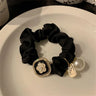 Luxury Rhinestone Pearl Hair Ties Ropes Women Girls Exquisite Elastic Crystal Beaded Ponytail Holder Scrunchies