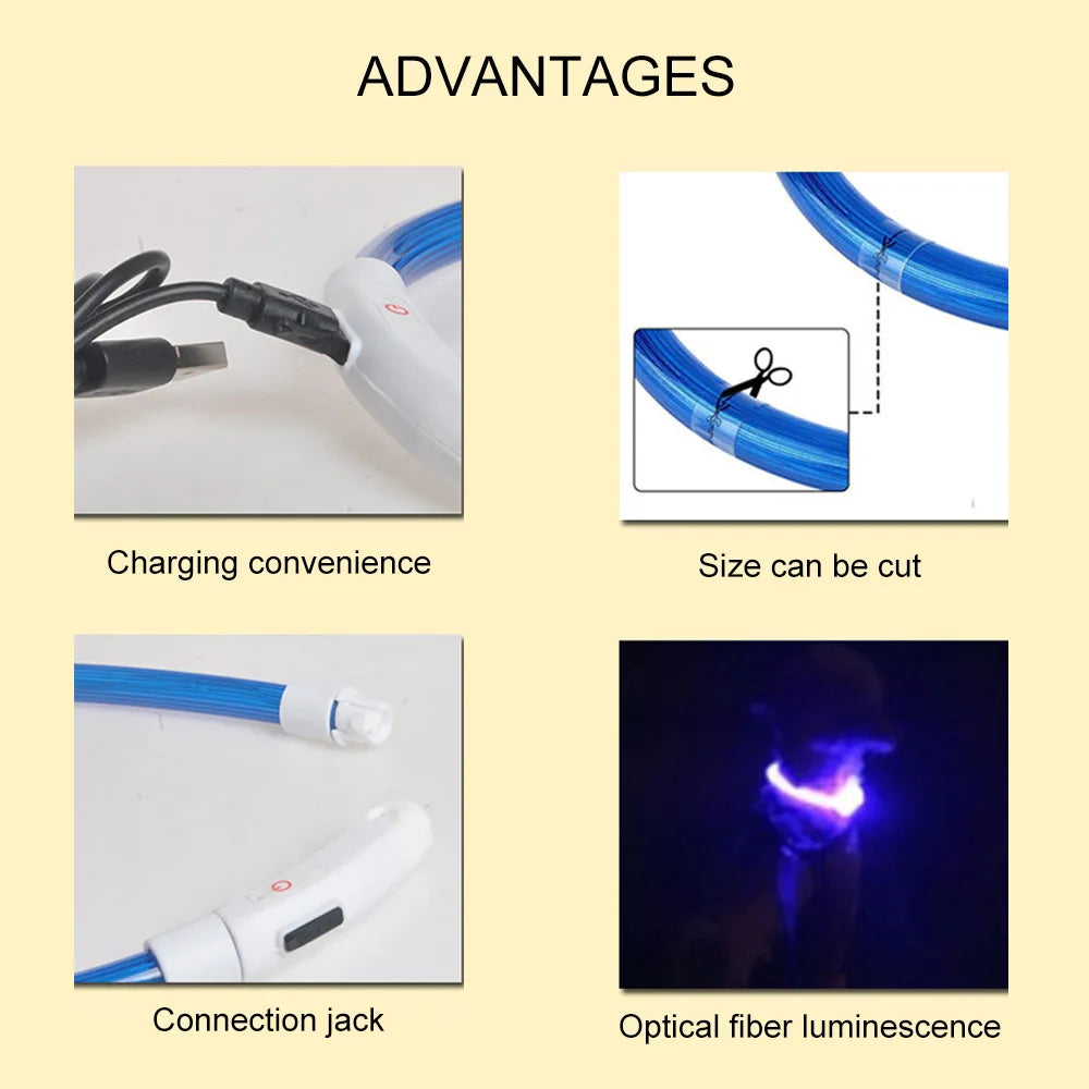 Led Usb Rechargeable Dog Collars Pet Luminous Collar Led Night Safety Flashing Glow Dogs Loss Prevention Collar Pet Accessories