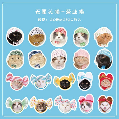 40 Pcs Cute Cat Stickers Kawaii Kitty Sticker Waterproof Cats Vinyl Decals Funny Kitten Decor For Decorations Scrapbook Journal