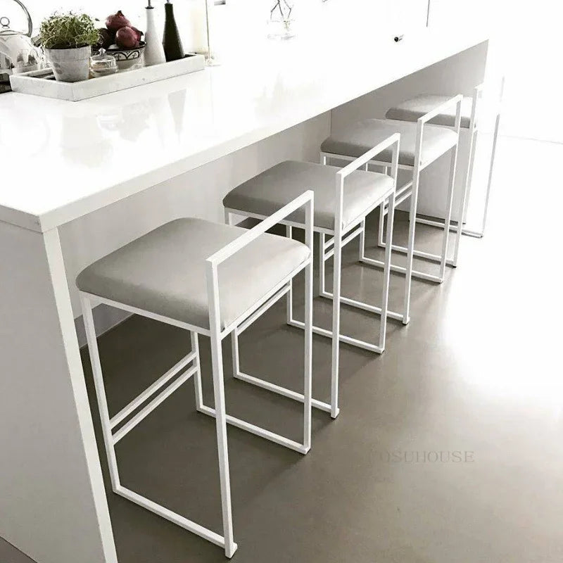 Reinforce Counter Bar Stool Metal Nordic Design European Bar Chair Minimalist Dinning Black Legs Taburetes De Bar Furniture