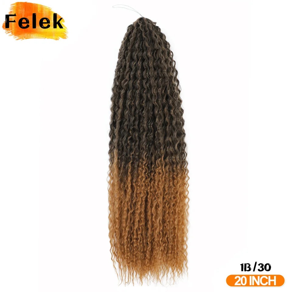 Brazilian Braids Synthetic Curl Hair Soft Braiding Extension 20-28 Inch Afro Crochet Hair Long Water Wave Ombre Color Hair Felek