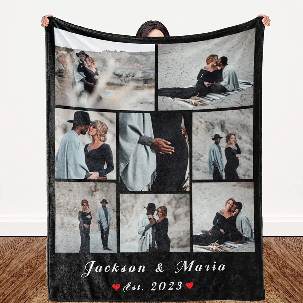 I Love You Custom Blanket with Photo Collage Text Personalized Picture Throw Blanket for Christmas Valentine's Day Birthday Gift