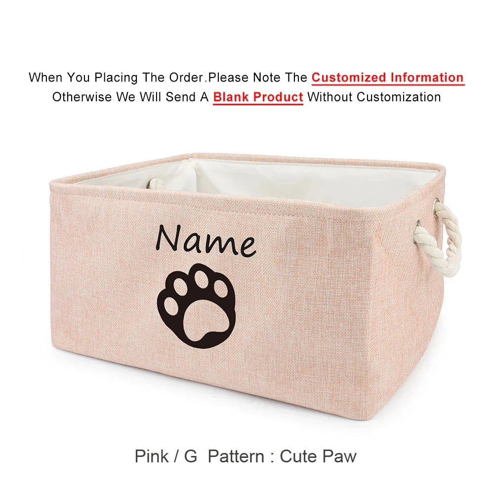 Basket Toys Dog Paw Personalized Pet Toy Storage Box For Clothes Custom Cat Product With Name Dog