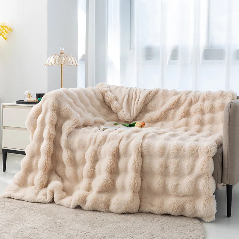 Plush Blanket, Throw Blanket, Warm, Super Comfortable, Bed, Luxury, Warm, Sofa Cover, 130x160cm, Winter