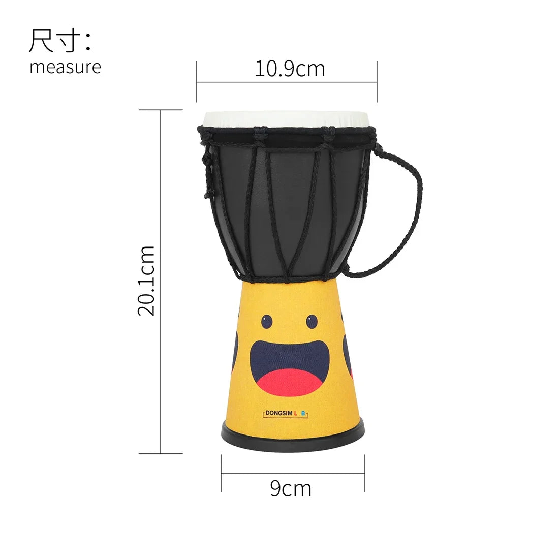 4 Inch African Drum Portable ABS Drum ZF-04 Yellow Smiling Face Children's Hand Drum Percussion Instrument Portable  Drum