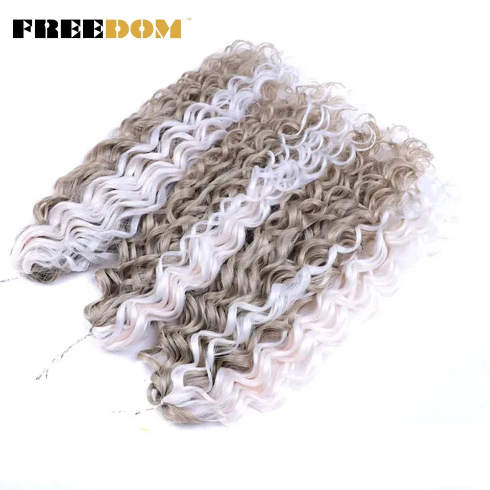 FREEDOM Synthetic Deep Wavy Twist Crochet Hair Afro Curly Hair Crochet Braids Hair Extensions For Women High Temperature Fiber