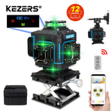 KEZERS 16 Lines 4D Display Green Laser Level KL4D-03G Self leveling 360 1PC 4000mAh Li-ion Battery Remote Control Cloth Bag