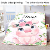 Custom Name Blanket Kawaii Baby Girl Boy Kids Personalized Blankets Cartoon Animal Cute Soft Flannel Throw Blanket Birthday Gift