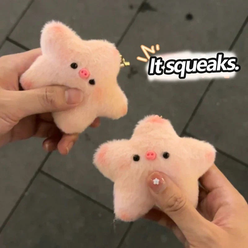 Cute Stars Plush Toy Doll Keychain Funny Squeak Plush Toy Keychain Fluffy Soft Stuffed Toy Bag Pendant Charms Gift For Friends