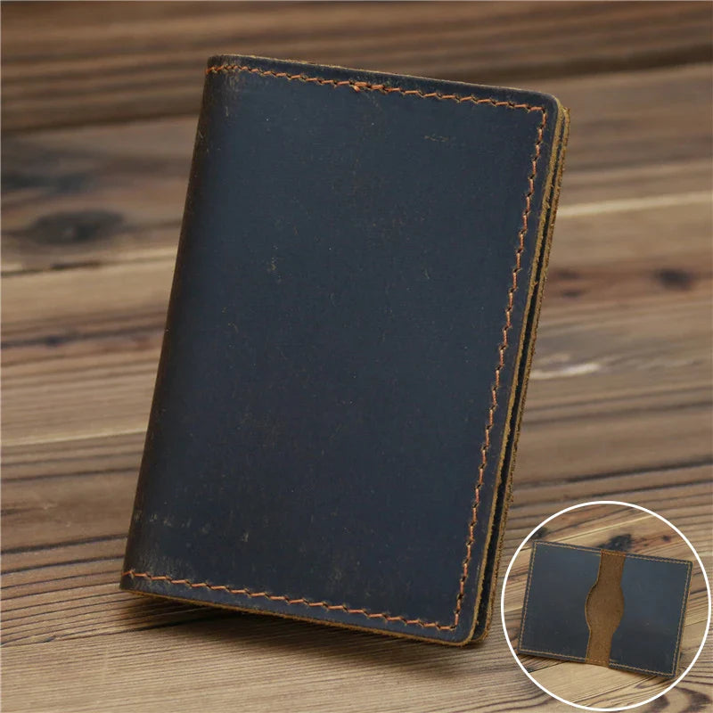 Genuine Leather Card Wallet for Men Super Slim Mini Credit Card Holders Wallet Folding Thin Card Purse Soft Small Bags for Women