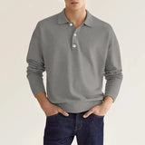 2023 burst spring autumn long sleeve V-neck button men's casual shirt polo shirt