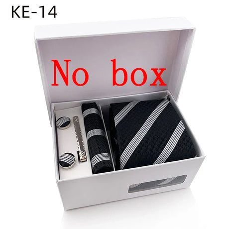 Luxury Tie Set Gift Box For Men Wedding Jacquard Necktie Square Clip Cufflinks Handkerchief Brezo Pour Teal Tie