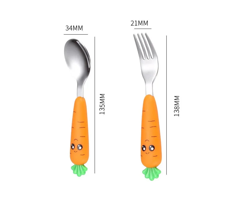 1/3Pcs Baby Feeding Utensils Cartoon Vegetable Fork Spoon Child Cutlery Set Kid Teaspoon Tableware Kitchen Gadgets Baby Items