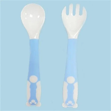 2Pcs/Set Baby Children Spoon Fork Set Soft Bendable Silicone Scoop Fork Kit Tableware Toddler Training Feeding Cutlery Utensil