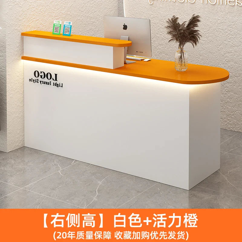 White Stylish Reception Desks Corner Light Bar Office Checkout Reception Desks Beauty Salon Mostrador Commercial Furniture