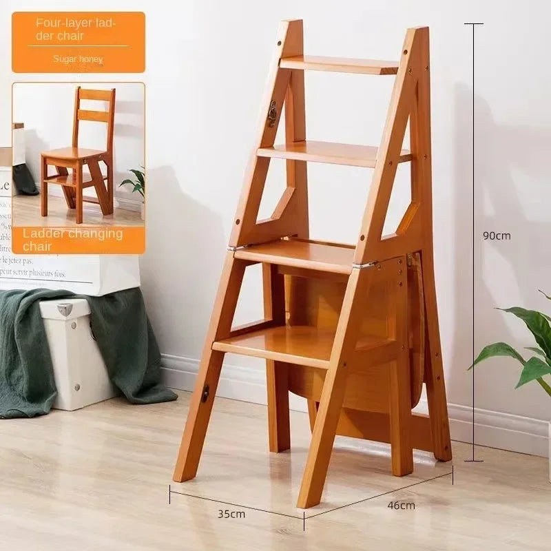 Folding Aluminium Ladders Portable Ladder Wooden Chairs for Kitchen Ladder Chair Multipurpose Household Step Stepping Stool