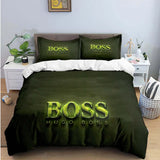 H-Hugo Boss Logo Print Bedding Sets Exquisite Bed Supplies Set Duvet Cover Bed Comforter Set Bedding Set Luxury Birthday Gift