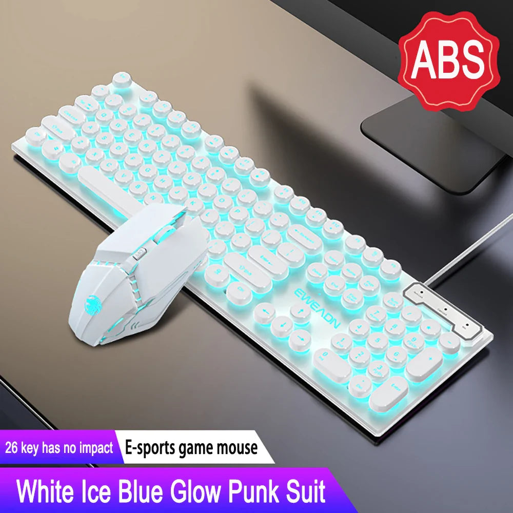 Three-piece Set Punk Gaming Keyboard and Mouse Earphone Set Luminous Keyboards 1600 DPI Mice Headset Combos Computer Accessories