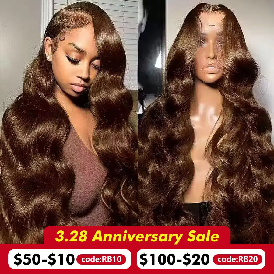 Chocolate Brown Lace Front Wigs Body Wave Lace Front Wig Brown Lace Front Human Hair Wigs Hd 13x4 Lace Frontal Wig Colored Wigs