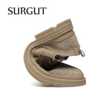 SURGUT Men's Comfortable Casual Work Men Shoe Brand Leather Shoe Top Quality Driving Moccasin Men Luxury Brand Flats Boat Shoes