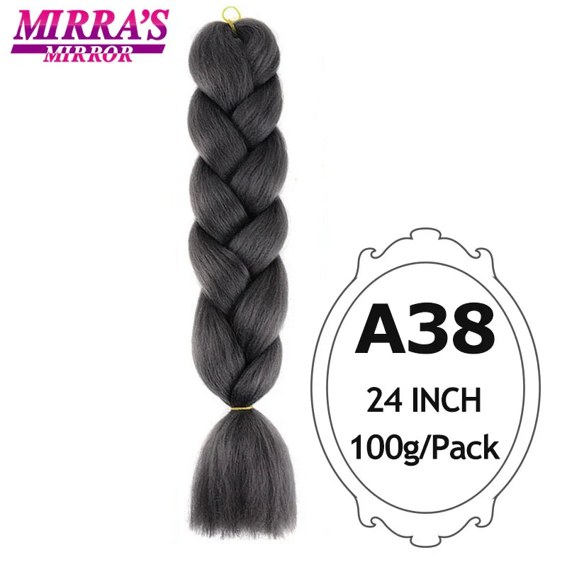 Jumbo Braiding Hair Extensions 24inch Ombre Hair For Braids 5Pcs Box Braid Yaki Texture Synthetic Fiber Fake Hair Mirra’s Mirror