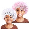 2PCS/LOT Baby Elastic Wide Edge Satin Nightcap Cute Printed Bandage Solid Color Hat Kids Bow Home Cap Multifunction Children Hat