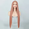 Peach Long Straight Red Pink Natural Hairline Wig For Fashion Ladies Heat Resistant Synthetic lace Wigs cosplay glueless wig