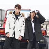 Winter Canada Warm Down Coat Men Puffer Jacket Hooded Down Jacket Warm Thicken Couple Clothing Fur Collar Loose Outerwear New