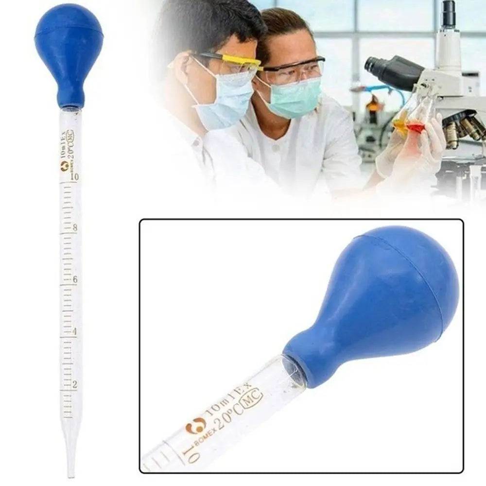 NEW 3/5 Pcs (0.5/1/2/3/5/10ml) Glass Scale Line Dropper Pipette Lab Dropper Dropping Pipette Blue Rubber Head Pipettors