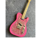 Custom Electric Guitar with 22 Fret, Blue and Pink Amoeba Pattern, Mahogany Body, Maple Neck Guitar, Real Photos