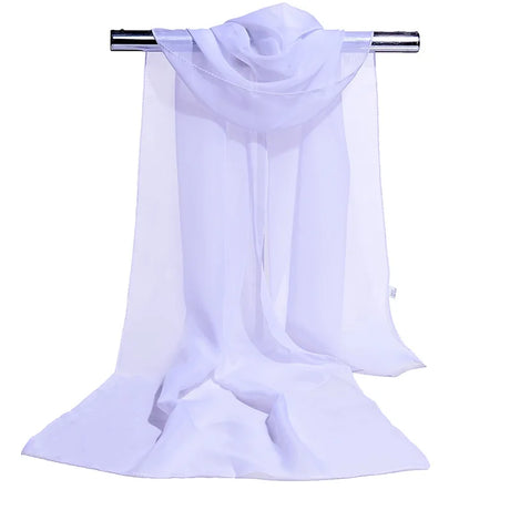 Korean Solid Color Transparent Chiffon Silk Scarf Summer Beach Towel Sunscreen Shawl Women Wedding Evening Party Dress Scarf R21