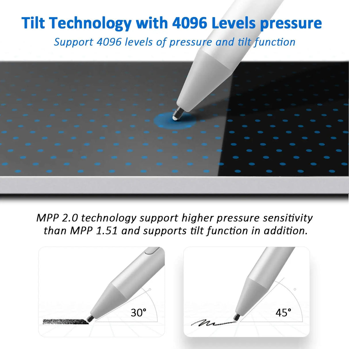 Touch Stylus Pen for Microsoft Surface 4096 Pressure Sensitivity Palm Rejection Compatible with New Surface Pro 9 & Pro 8/Laptop