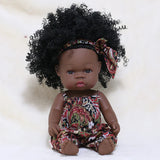 35cm Newborn Reborn African Doll Baby Simulation Soft Vinyl Children Lifelike Toys Christmas Birthday Toys Dolls for Babies