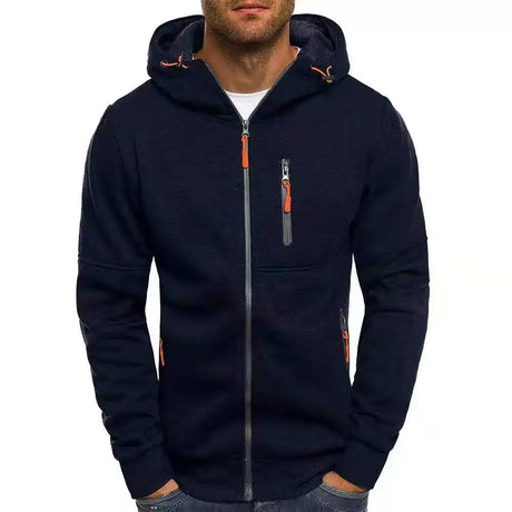 Men Sporty Hooded Coats Spring Autumn Zip Pocket Slim Pocket Warm Cardigan Sweatshirt Coat BSD-ZW67