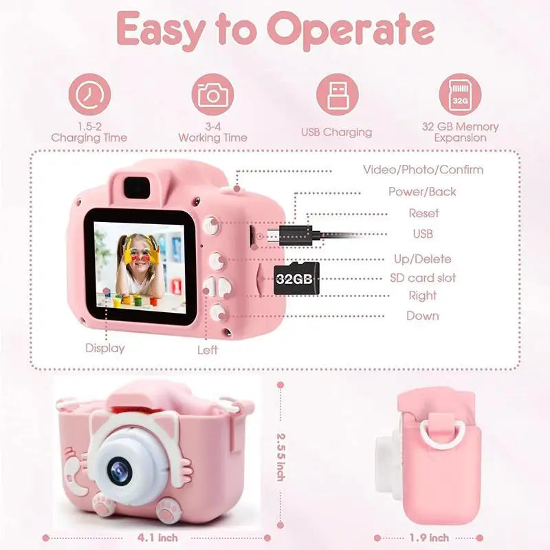 Children Camera Selfie 1080P HD Screen Dual Camera for Kids Outdoor Toys Birthday Gifts Camara Fotos Infantil juguetes niñas