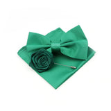 New Colorful Bowties Handkerchiefs Cufflinks Set Polyester Brooches For Men's Business Wedding Party Suit Dress Accessories Gift