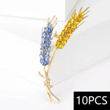 Beaut&Berry 10pcs Women Rhinestone Ear of Wheat Brooches Plant Pins 5-color Unisex Office Party Casual Accessories Gifts