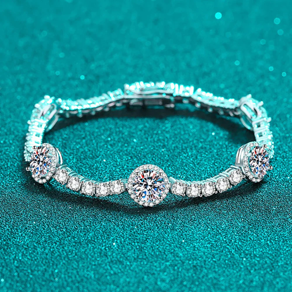 Serenity Day S925 Sterling Silver Plate Pt950 Sparkling Buckle Bangles 8.3-9.1 Carat D Color Moissanite Tennis Bracelet Jewelry