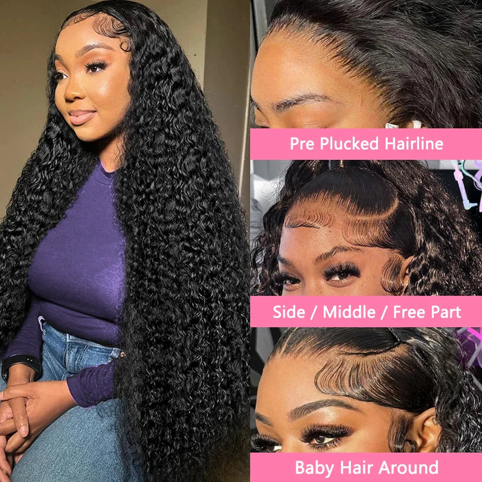 250 Density 30 40 inch Brazilian Curly 13x6 Hd Lace Front Human Hair Wigs Deep Wave Ready To Wear Glueless 360 Lace Frontal Wig