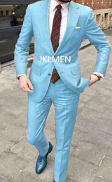 2023 Men's Suit   Handsome Casual 2 Piece Suit For Men Wedding Tuxedos Notched Lapel Groomsmen  Business  Prom Blazer