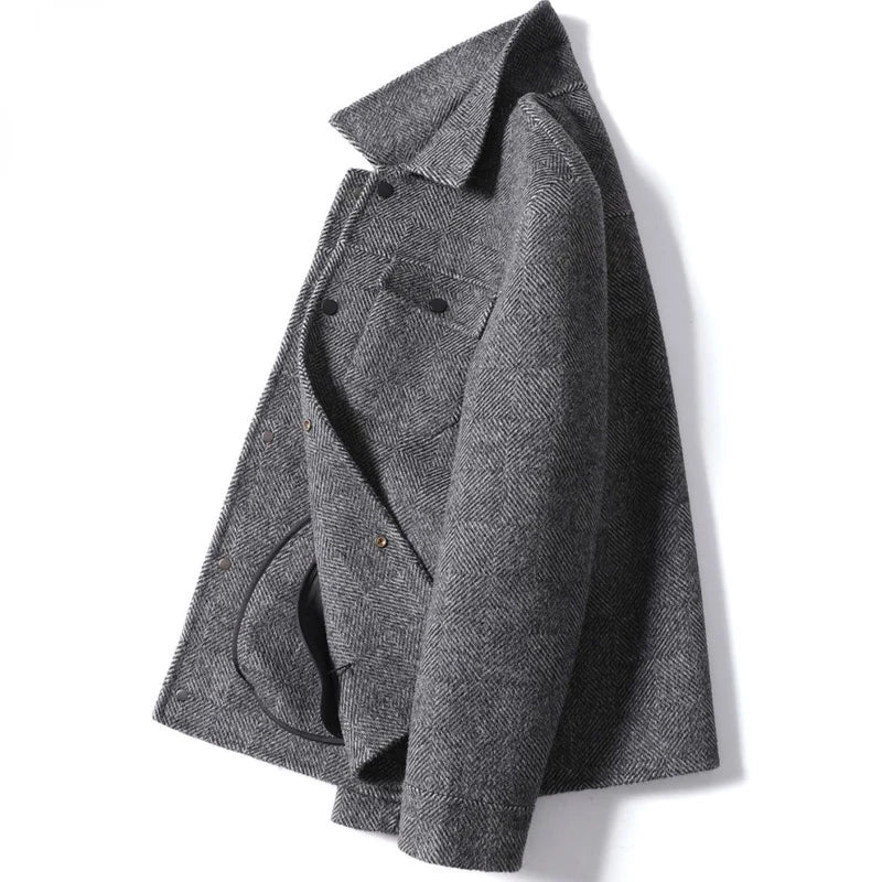 Double Sided Cashmere Jacket Man Sheep Suit Mens Casual Blazer Fashion Cargo Wool Coat Short Cashmere Jackets For Men Blazer