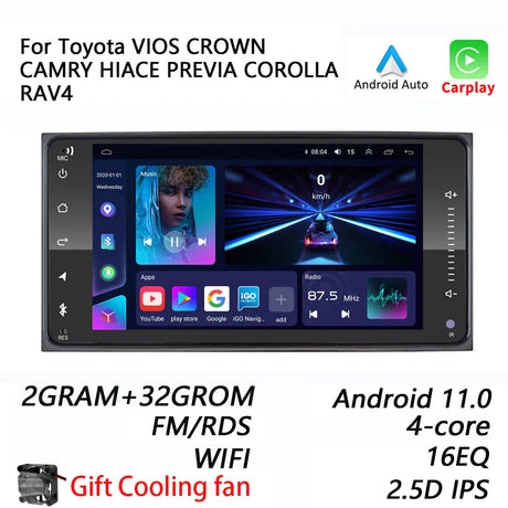 8core carplay 2G+32G Universal Android 11.0 2din Car Radio accessories Player Car Multimedia for toyota COROLLA yaris CAMRY RAV4