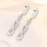 Trendy Female Wedding Jewelry 925 Sterling Silver Needle 8-shaped Infinity Zircon Earrings For Women Long Tassel Earrings Gift