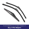 For Renault Megane 2 2002-2006 Car Front Rear Wiper Blades Soft Rubber Windscreen Wipers Auto Windshield 24"18"9" 2003 2004 2005