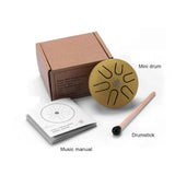 HLURU 3 Inches Steel Tongue Drum 6 Notes Hand Held Ethereal Drum Zen Meditation Tools Spirit Exercise Percussion Instrument Toys