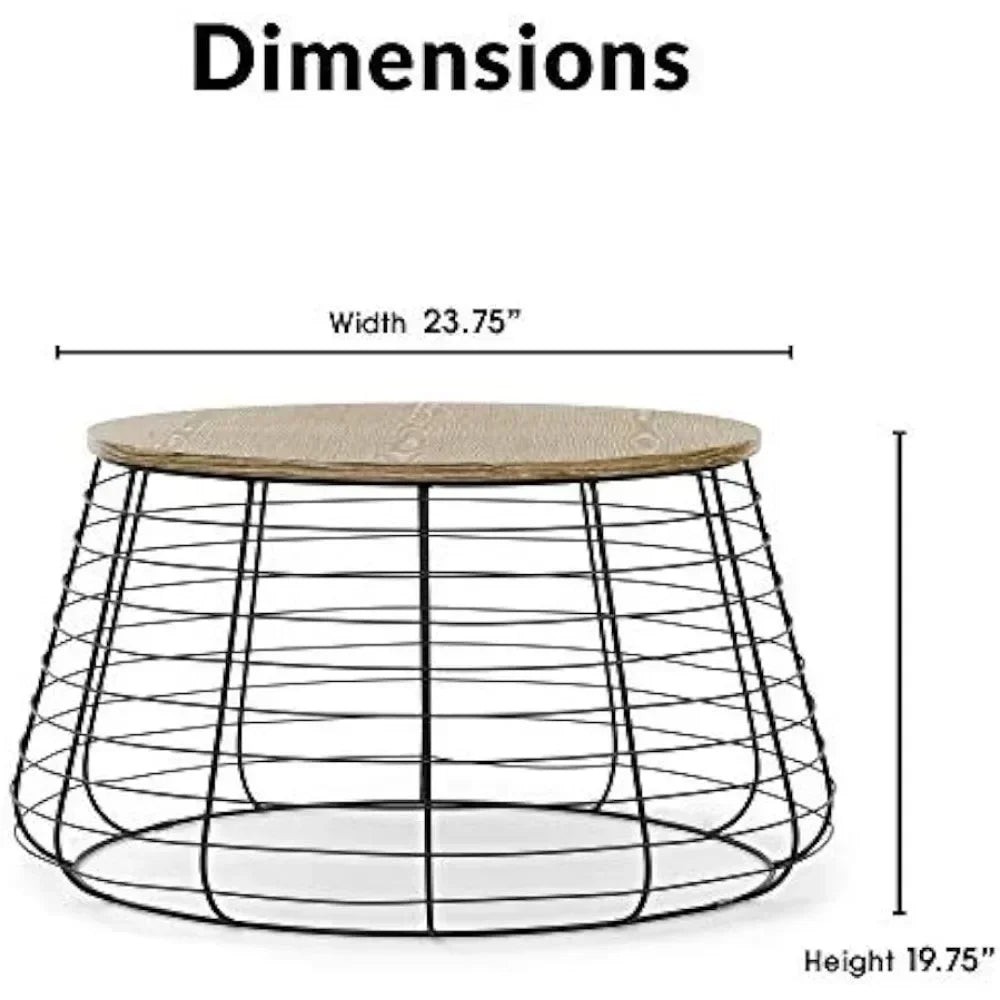 Brown 23.6D X 23.6W X 19.7H in Center Tables for Living Room Chairs Lydia Matte Black Wireframe Coffee Table Furniture Dining