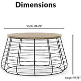 Brown 23.6D X 23.6W X 19.7H in Center Tables for Living Room Chairs Lydia Matte Black Wireframe Coffee Table Furniture Dining