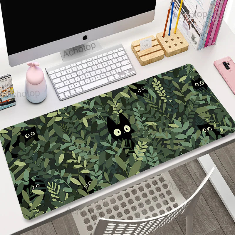 Green Plant Large Gaming Mousepad XXL Gamer Mouse Pad Size For Office Long Table Mat Kawaii Desk For Teen Girls For Bedroom