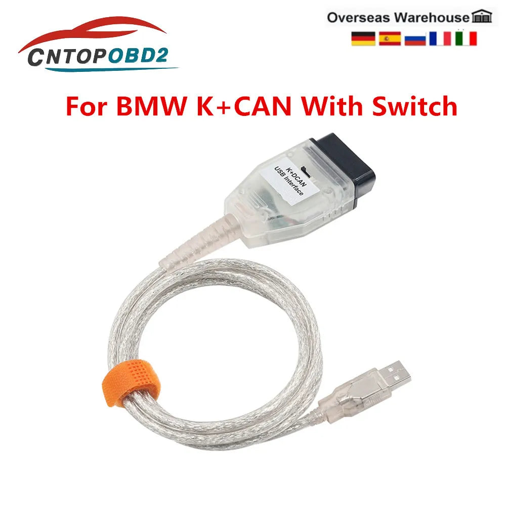 Best For BMW K DCAN With Switch OBDII Diagnostic Interface For BMW Series K+CAN K-Line OBD2 Scanner FTDI FT232 Full Chips